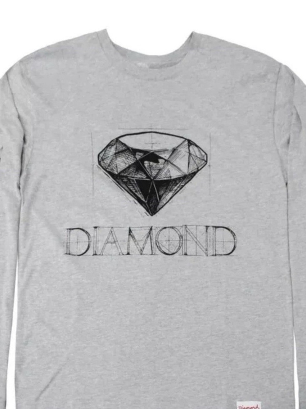 Diamond Supply Co. Light Gray Long Sleeve with Black Diamond Graphic XL